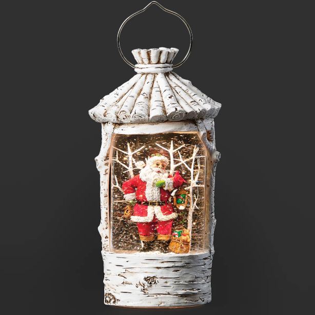 Swirl Birch Lantern with Santa