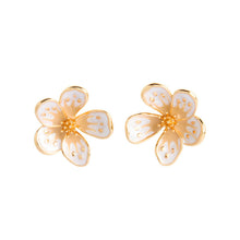 Load image into Gallery viewer, White Enamel Flower Earrings