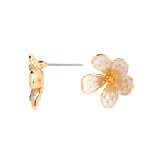 Load image into Gallery viewer, White Enamel Flower Earrings