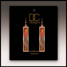 Load image into Gallery viewer, Illustrated Light &amp; DC Designs - Orange Nature Abstract Copper Showcase Rectangle Earrings