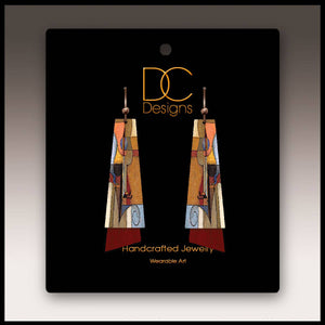 Illustrated Light & DC Designs - Guitar Fine Art Flutter Multilayer Earrings