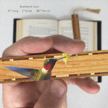 Load image into Gallery viewer, Mitercraft - Ruby-throated Hummingbird (Double-Sided Cherry) Bookmark