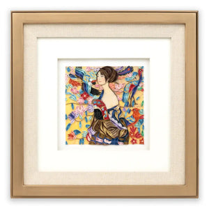 Quilling Card - Artist Series - Quilled Lady with Fan, Klimt Greeting Card