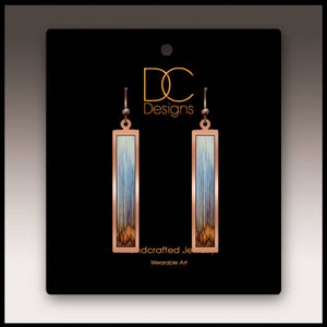 Illustrated Light & DC Designs - Cool Forest Copper Showcase Rectangle Earrings