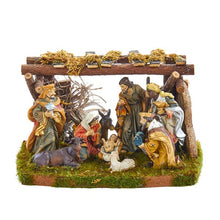 Load image into Gallery viewer, Nativity Set W/8 2-3.25&quot;Figs+4.5x7&quot;Stabl