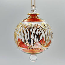 Load image into Gallery viewer, Dandarah (Ships from USA) - Blown Glass Ornament - Celestial Flowers Red