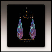 Load image into Gallery viewer, Illustrated Light &amp; DC Designs - Purple Butterfly Pattern Long Drop Handmade Earrings