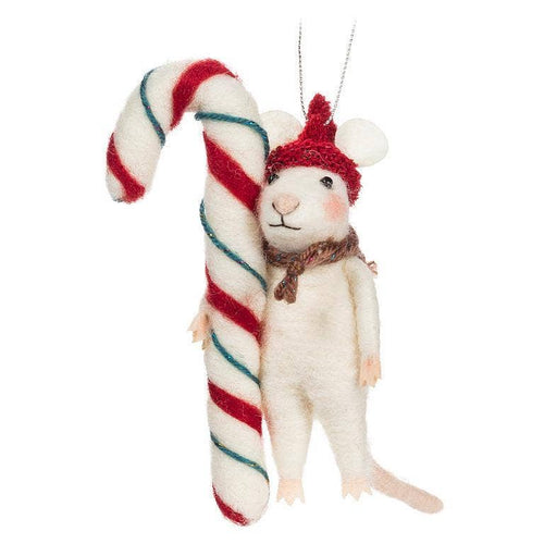 Abbott - Holiday Mouse with Hat & Candy Cane Ornament