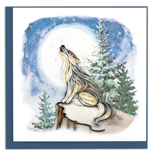 Quilling Card - Quilled Howling Wolf Greeting Card