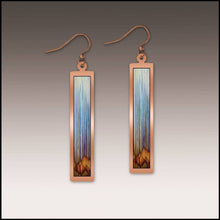 Load image into Gallery viewer, Illustrated Light &amp; DC Designs - Cool Forest Copper Showcase Rectangle Earrings