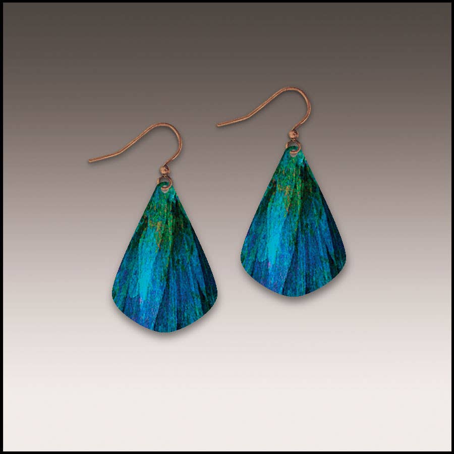 Illustrated Light & DC Designs - Blue Nature Abstract Short Drop Handmade Earrings