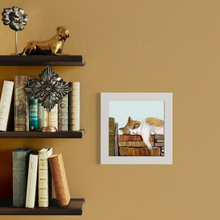 Load image into Gallery viewer, Cathy Walters Art - Cat on Books 3 Happy Square
