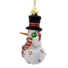 Load image into Gallery viewer, Kurt S. Adler, Inc. - Noble Gems, Glass Snowman With Candy Cane Ornament