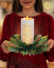 Load image into Gallery viewer, FreshCut Paper LLC - Holiday Candle with Lights (6 Pop-up Greeting Cards)