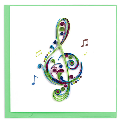 Quilling Card - Quilled Treble Clef Greeting Card