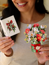 Load image into Gallery viewer, FreshCut Paper LLC - Mini Golden Mistletoe (10 Mini Pop-Up Greeting Cards)