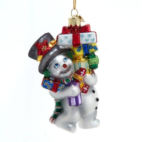 Noble Gems™ Glass Snowman Carrying Gifts Orn