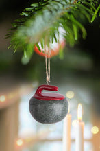 Load image into Gallery viewer, Abbott - Grey and Red Curling Rock Ornament-1.5&quot;D-245
