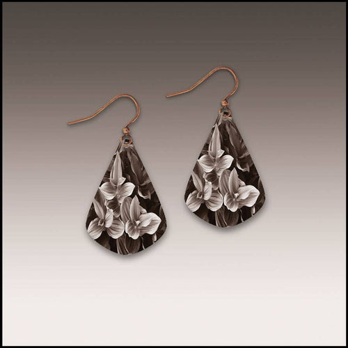 Illustrated Light & DC Designs - Black and White Floral Short Drop Handmade Earrings