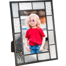 Load image into Gallery viewer, J Devlin Glass Art - Grey and Clear Stained Glass Picture Frame 5x7