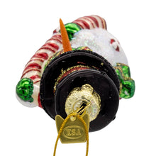 Load image into Gallery viewer, Kurt S. Adler, Inc. - Noble Gems, Glass Snowman With Candy Cane Ornament