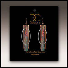 Load image into Gallery viewer, Illustrated Light &amp; DC Designs - Orange Green Geometric Multilayer Metal Accent Handmade Earrings