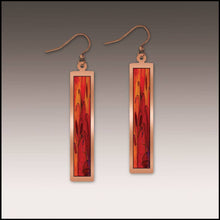 Load image into Gallery viewer, Illustrated Light &amp; DC Designs - Red Foliage Fine Art Copper Showcase Rectangle Earrings