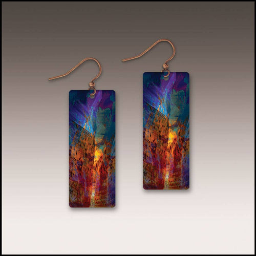 Illustrated Light & DC Designs - Canyon Rust Abstract Rectangle Handmade Earrings