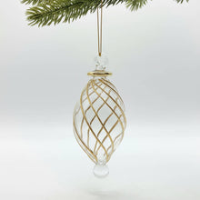 Load image into Gallery viewer, Dandarah (Ships from USA) - Blown Glass Small Ornament - Swirl Oval: Gold With Dots