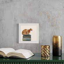 Load image into Gallery viewer, Cathy Walters Art - Cat on Books 1 Happy Square™