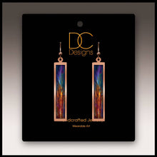 Load image into Gallery viewer, Illustrated Light &amp; DC Designs - Canyon Rust Abstract Copper Showcase Rectangle Earrings