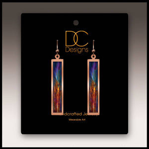 Illustrated Light & DC Designs - Canyon Rust Abstract Copper Showcase Rectangle Earrings