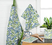 Load image into Gallery viewer, Wide Base Mug with Leaves &amp; Birds-Blue