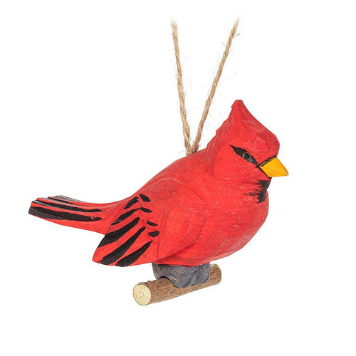 Abbott - Carved Cardinal on Branch Ornament-4.5