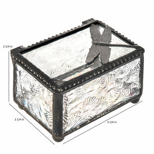 J Devlin Glass Art - Clear Vintage Stained Glass Dragonfly Trinket Box Box 291