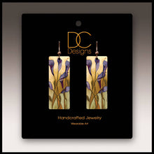 Load image into Gallery viewer, Illustrated Light &amp; DC Designs - Calla Lily Purple Rectangle Handmade Earrings