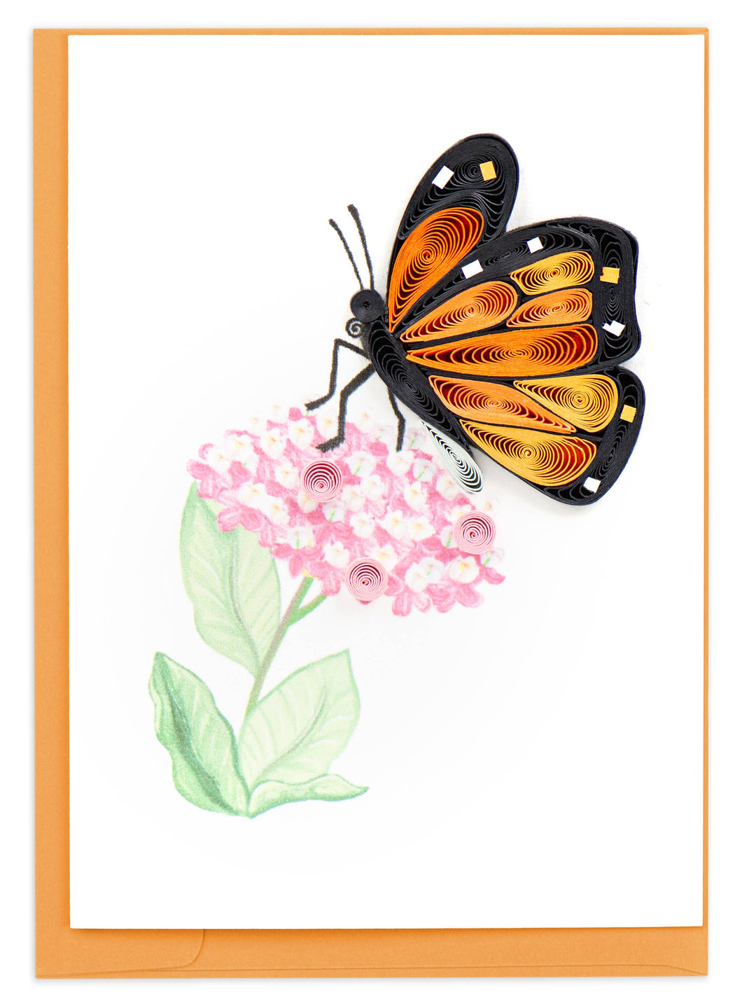 Quilling Card - Quilled Monarch Milkweed Butterfly Gift Enclosure Mini Card