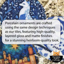 Load image into Gallery viewer, Peeping Tom's Cottage - Angel Announcing the Birth of Jesus Porcelain Christmas Ornament - Handcrafted Nativity Collection - 2 Sided Holiday Keepsake