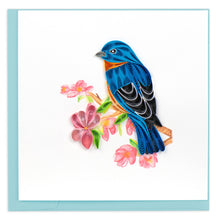 Load image into Gallery viewer, Quilling Card - Quilled Bluebird on Flower Branch Greeting Card