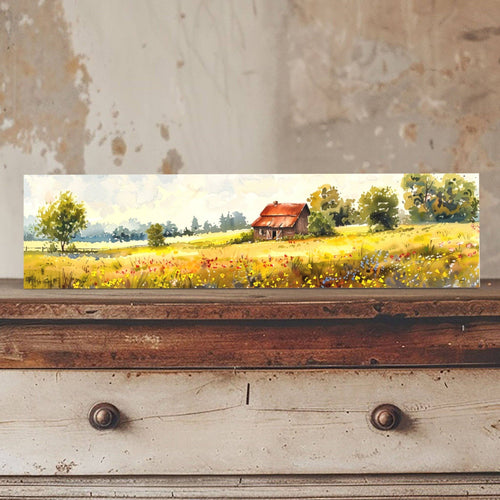 Peeping Tom's Cottage - Rustic Meadow Cottage on 16x4 Inch Porcelain Tile | Dual Finish Charm: 16 x 4 inches