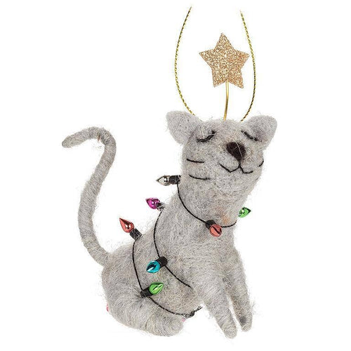 Abbott - Sitting Cat with Lights Ornament-4.5