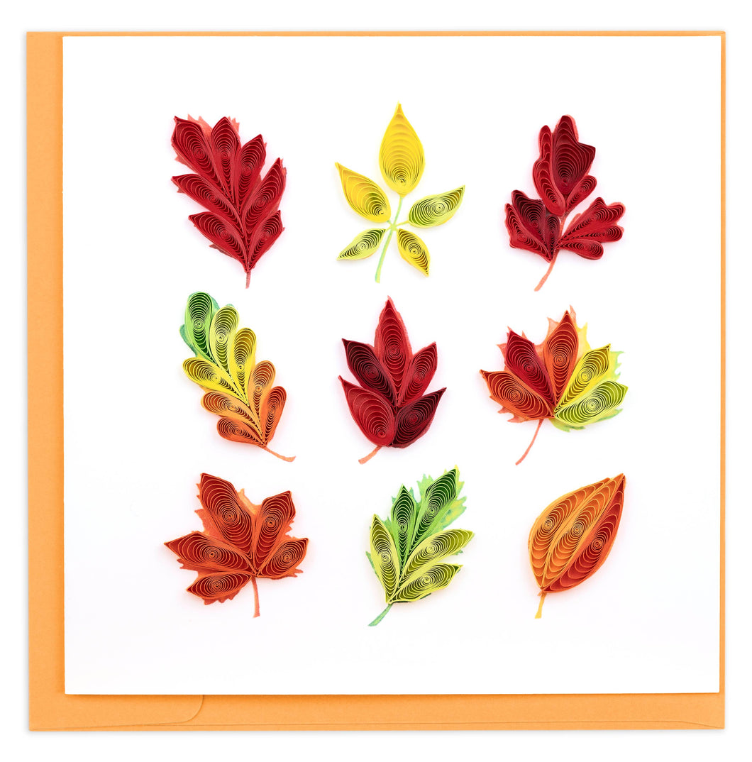 Quilling Card - Quilled Fall Foliage Leaves Greeting Card