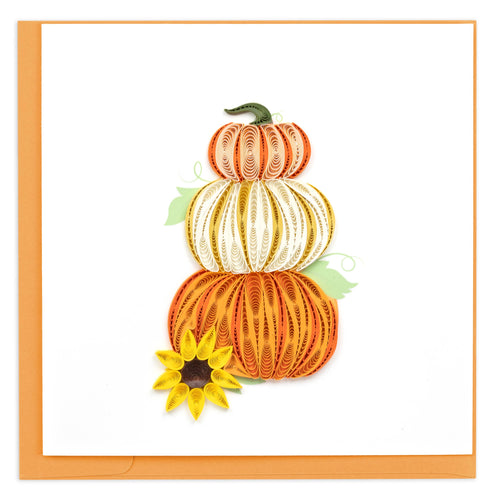 Quilling Card - Quilled Stacked Pumpkins Greeting Card