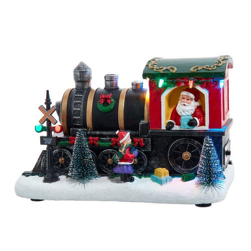 Battery Operated Lighted Musical Santa Train Table Piece