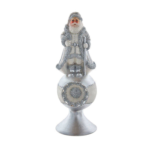 8.75“ Un-Lit Noble Gems™ Silver Santa Finial Tree Topper