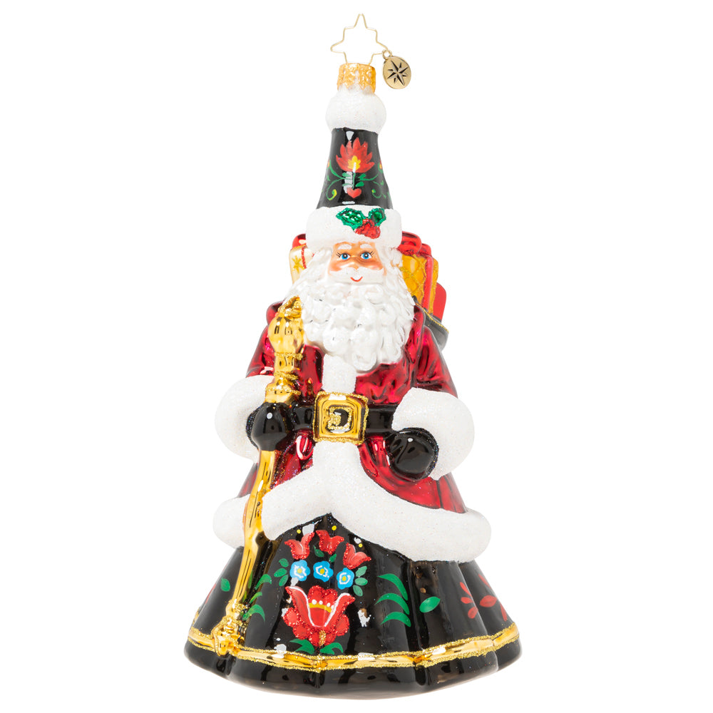 Festive Folk Santa Ornament