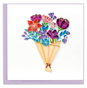 Quilling Card - Quilled Playful Flower Bouquet Greeting Card