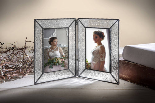 J Devlin Glass Art- Vintage Glass Picture Frame 2x3 Pic 126: Double 4x6 Vertical