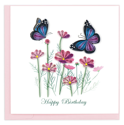 Quilling Card - Birthday Flowers & Butterflies