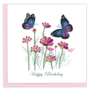 Quilling Card - Birthday Flowers & Butterflies